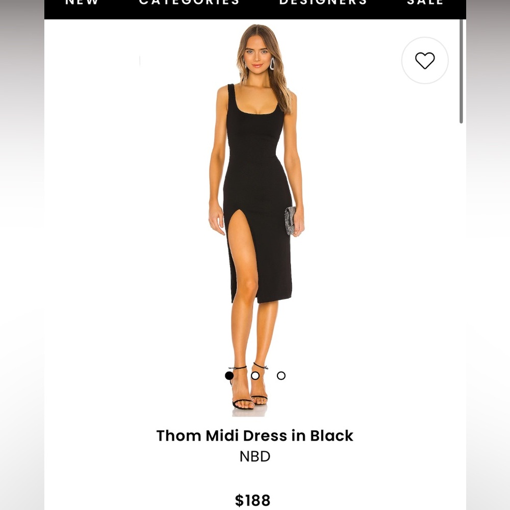 NWT NBD thom midi dress in black